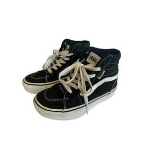 Vans Hi Top Black White Canvas SK8-HI Skate High Boys Girls Kids US Size 1 Missy